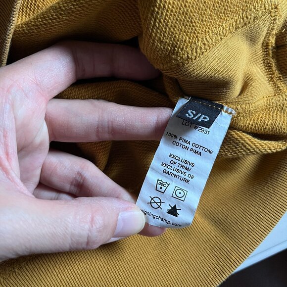 Reigning Champ Pima Cotton Crewneck Sweatshirt - Men's Size S - Mustard Yellow - Picture 5 of 8